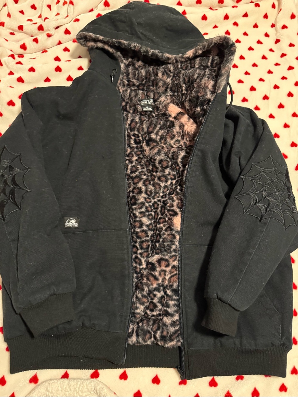 Women’s Lurking Class Black reversible leopard print fur lined work jacket